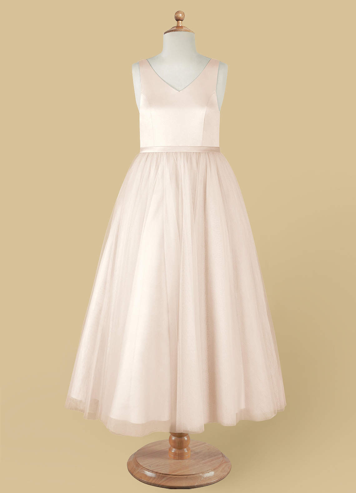 Azazie Marybell Flower Girl Dresses White Alabaster A-Line Bow Tulle Dress image8