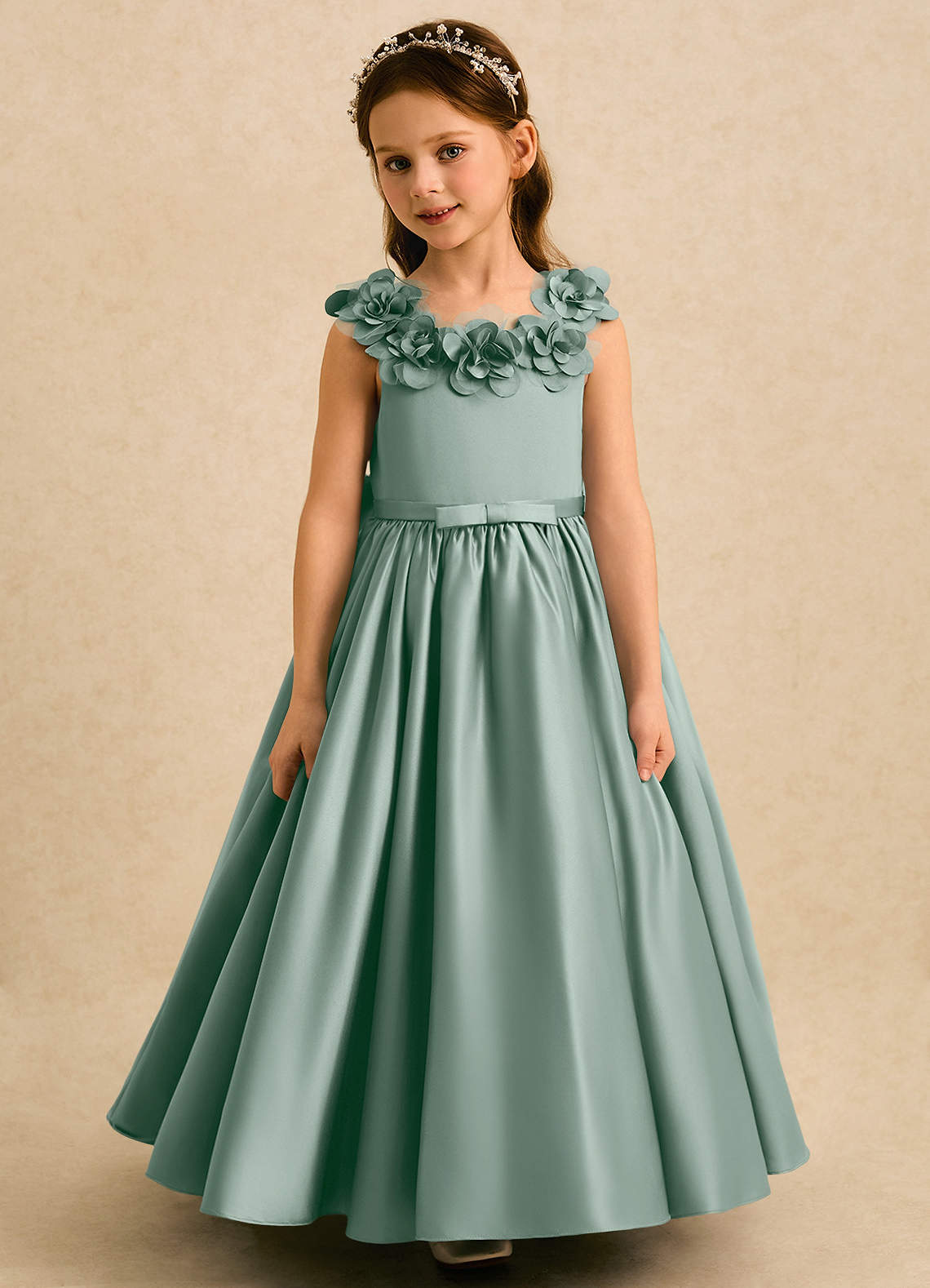 eden formal dresses Milla Women's Cloudy Blue Tulle Maxi Dress With Ruffled Skirt main image 1