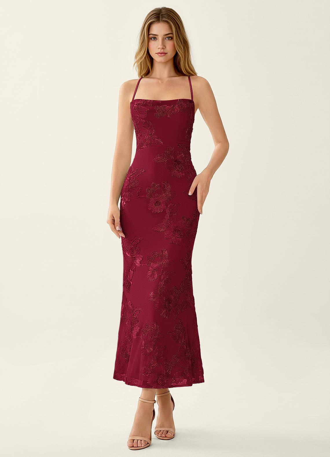 Octavenlly Burgundy Lace Mesh Wedding Guest | Azazie Octavenlly Burgundy Lace Mesh Wedding Guest | Azazie