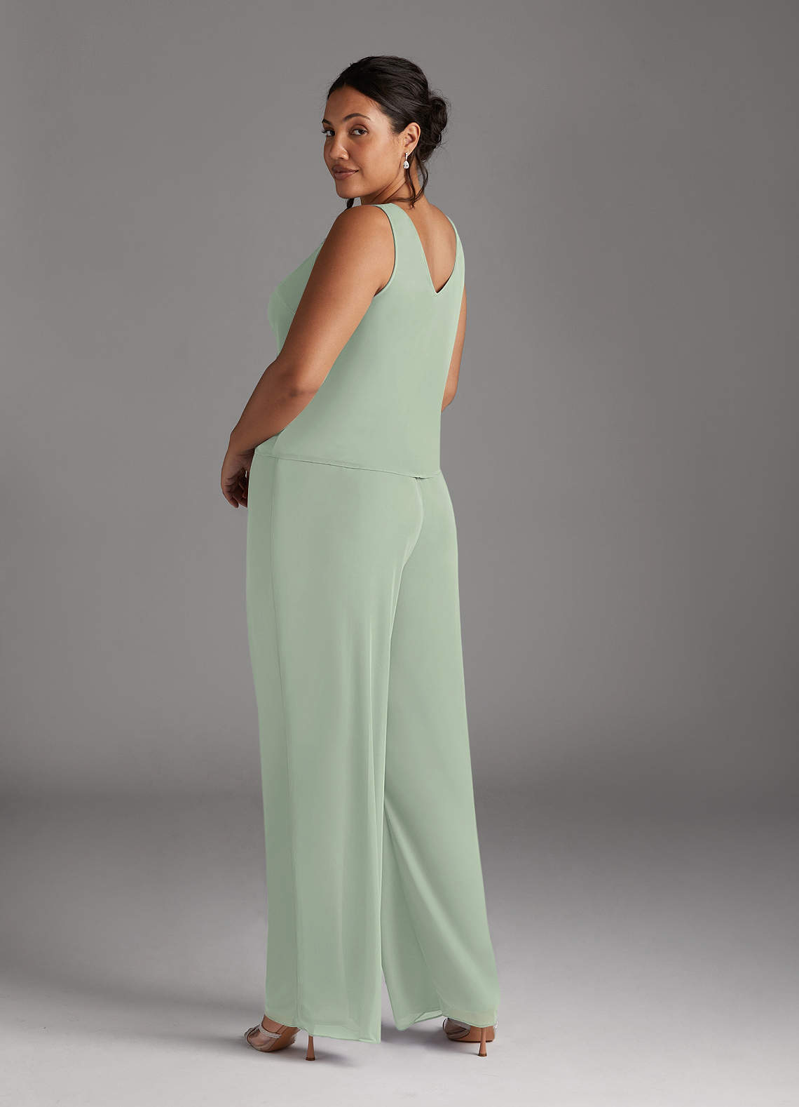 Azazie Frances Mother of the Bride Dresses Dusty Sage Jumpsuit/Pantsuit Scoop Mesh Dress image12
