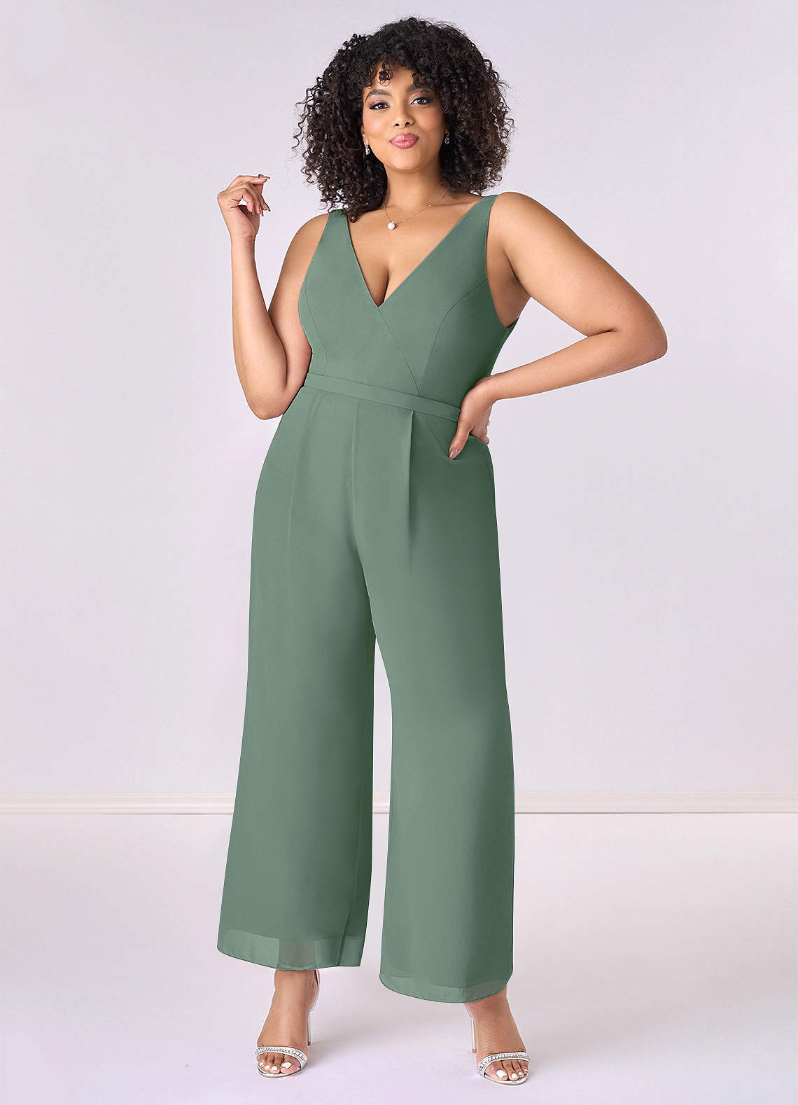 Barbie ♥ Azazie Schlussverkauf Chiffon Overall/Jumpsuit Eukalyptus image1