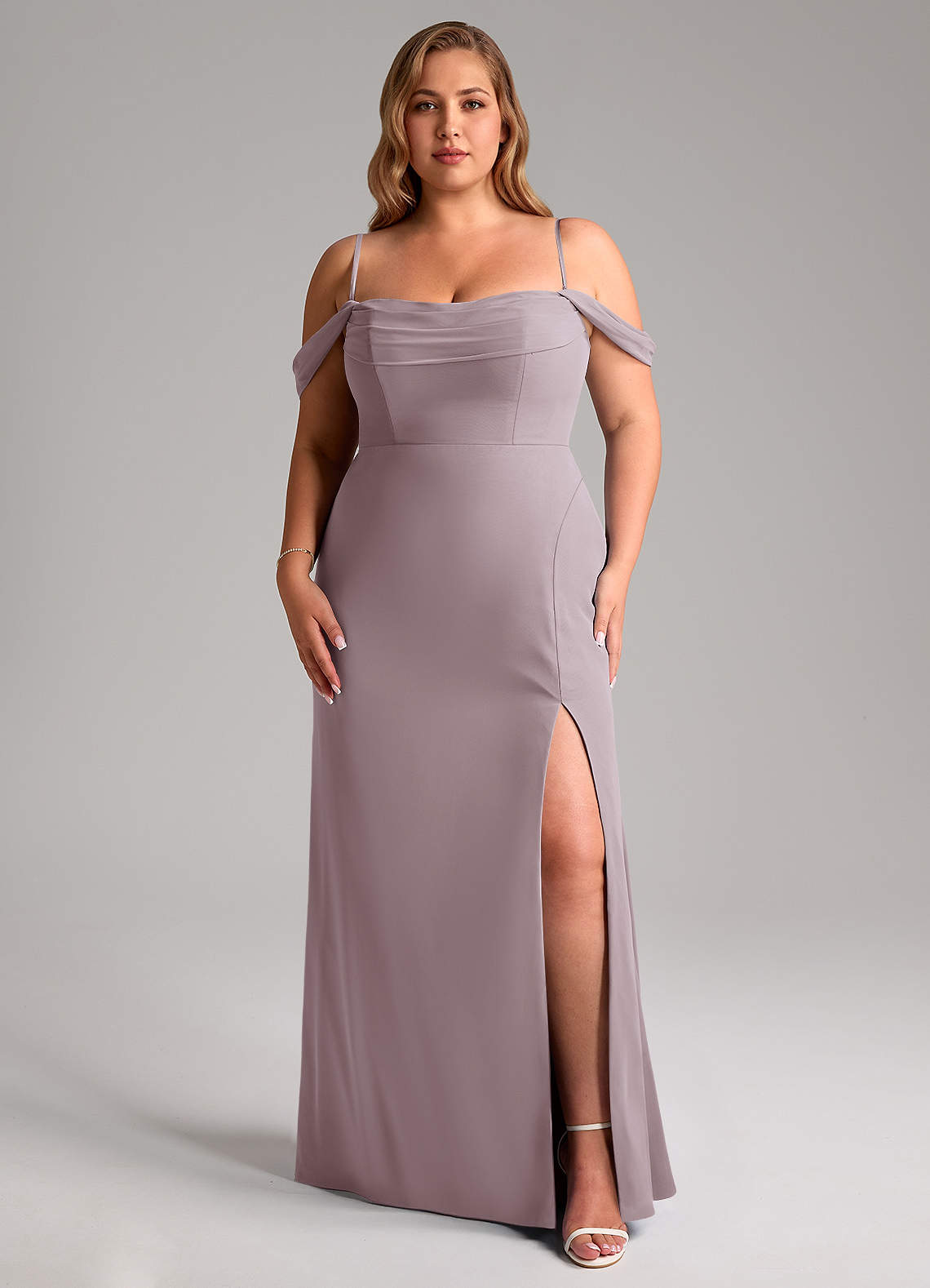 Azazie Saige Bridesmaid Dresses Dusk A-Line Off the Shoulder Chiffon Convertible Dress image13