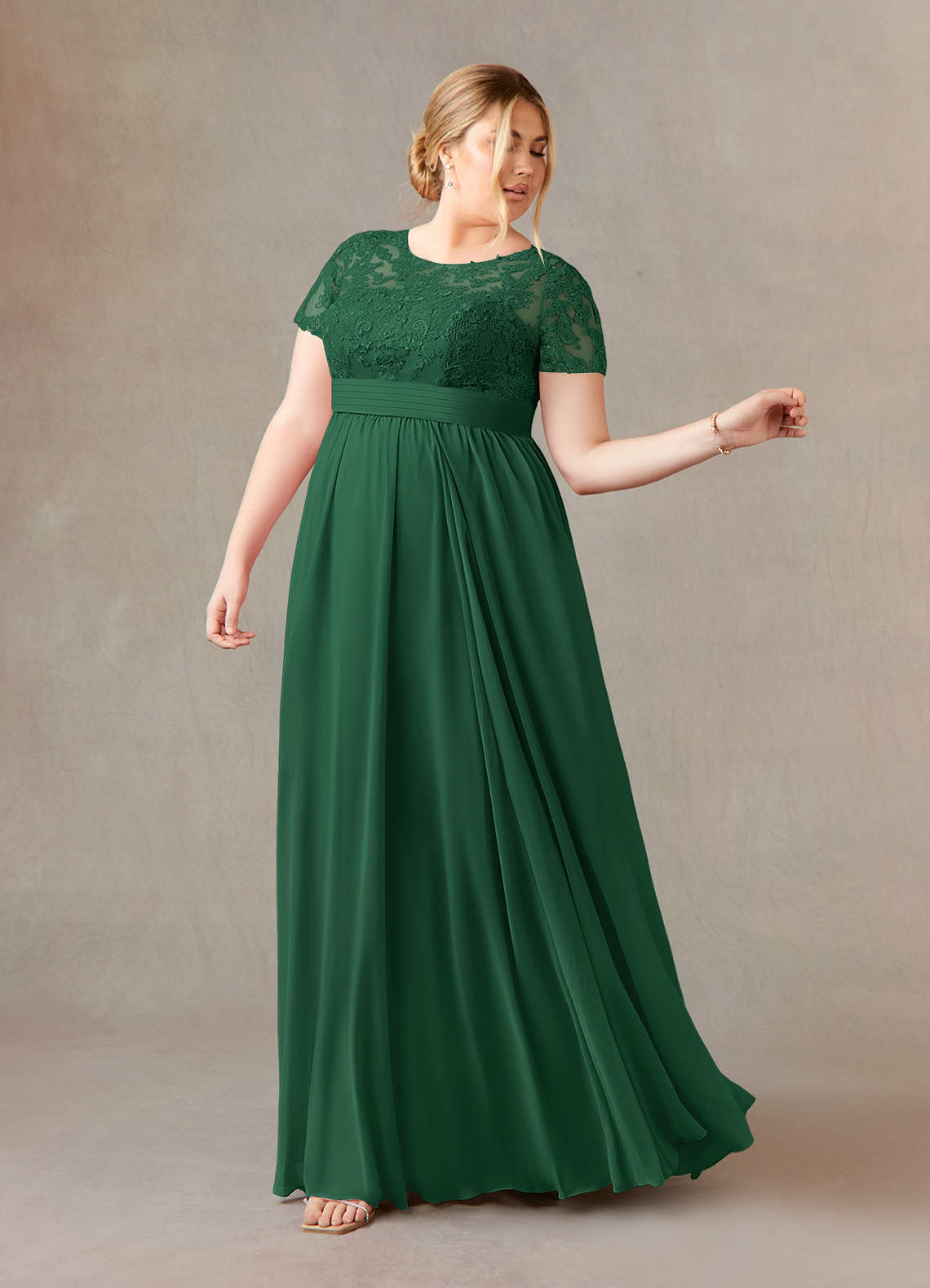 Lace Dark Green Asymmetrical Mother of the Bride Dress with Short Sleeves