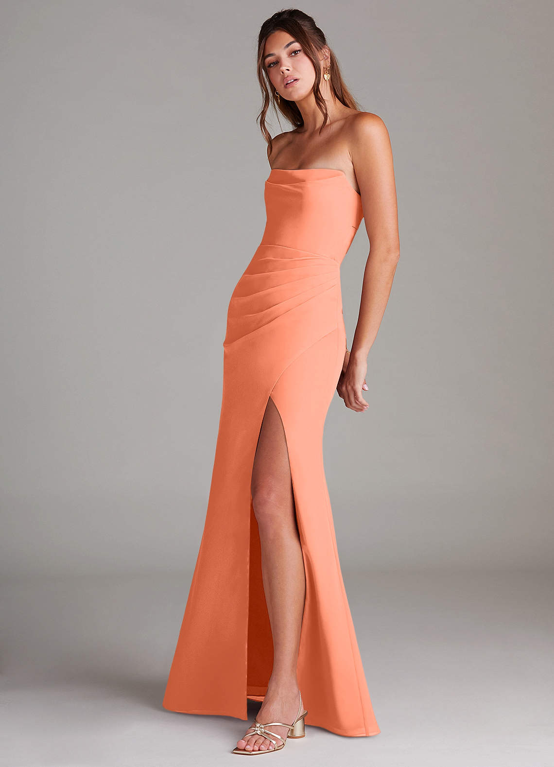 Azazie Leonis Bridesmaid Dresses Sunset Sheath Strapless Chiffon Convertible Dress image2