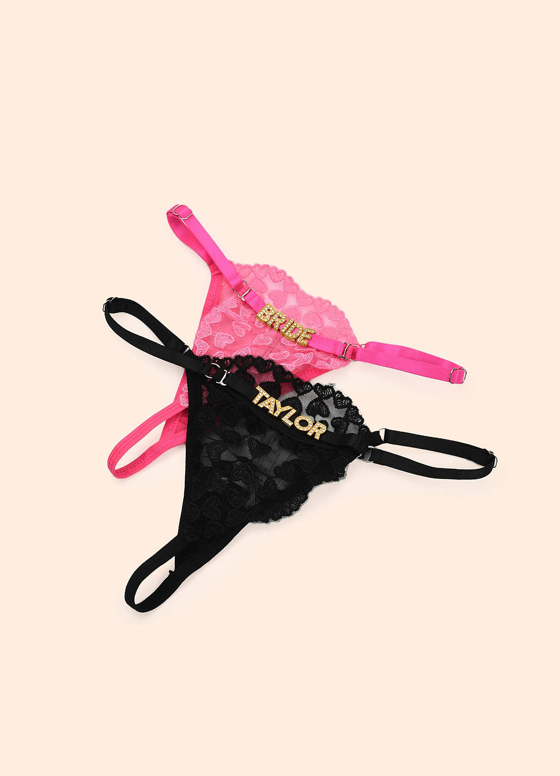 front Personalized Name Thong Custom Rhinestone Lingerie G-String