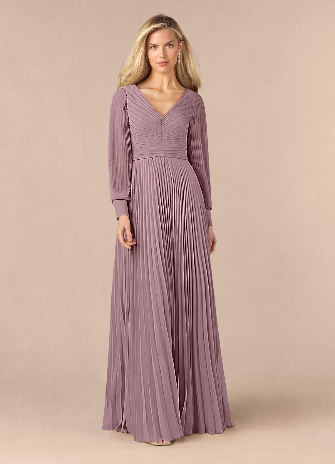 Azazie Zina Mother of the Bride Dresses Dusty Rose A-Line Pleated Chiffon Dress image1