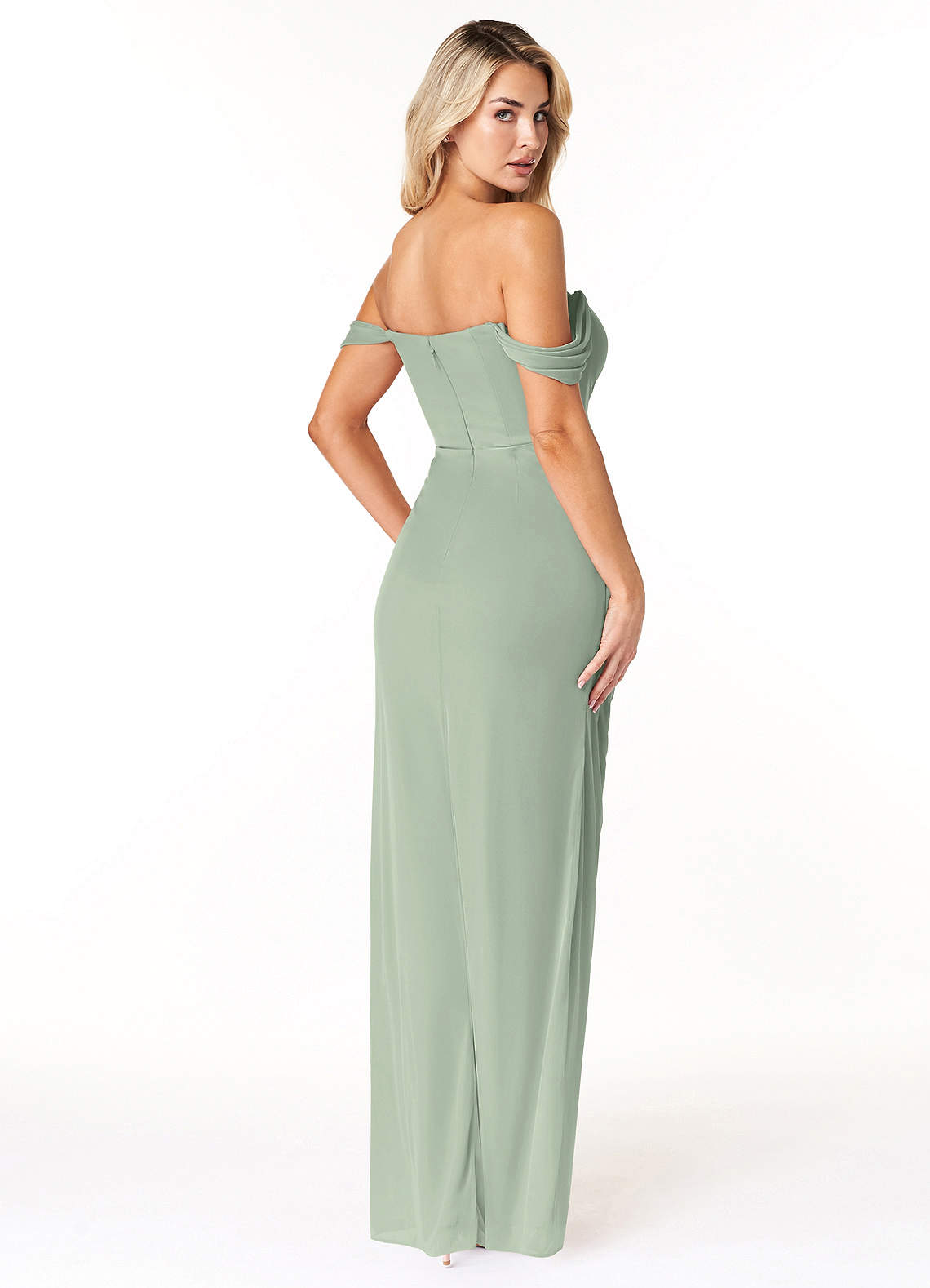 green emerald velvet dress Sage Green Sequin Strapless A-Line Gown with Convertible Scarf Turquoise / Tea Length / US0 main image 1