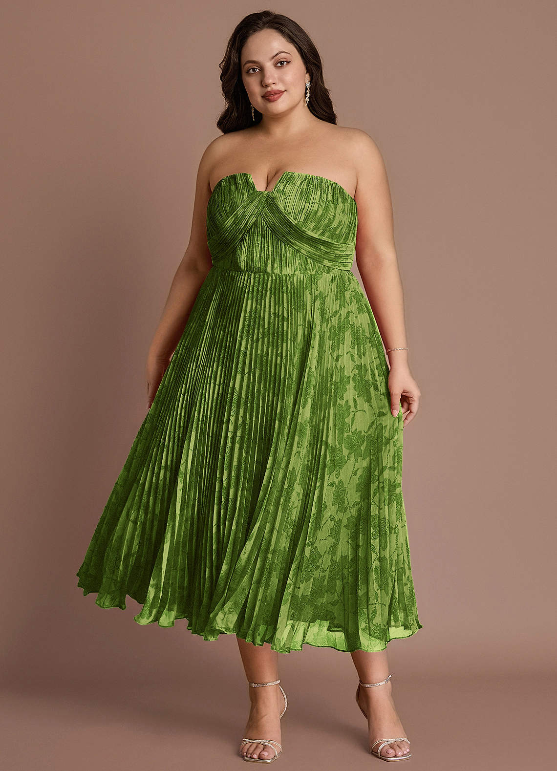Lyanna Green Multi Pleated Midi Dress image1