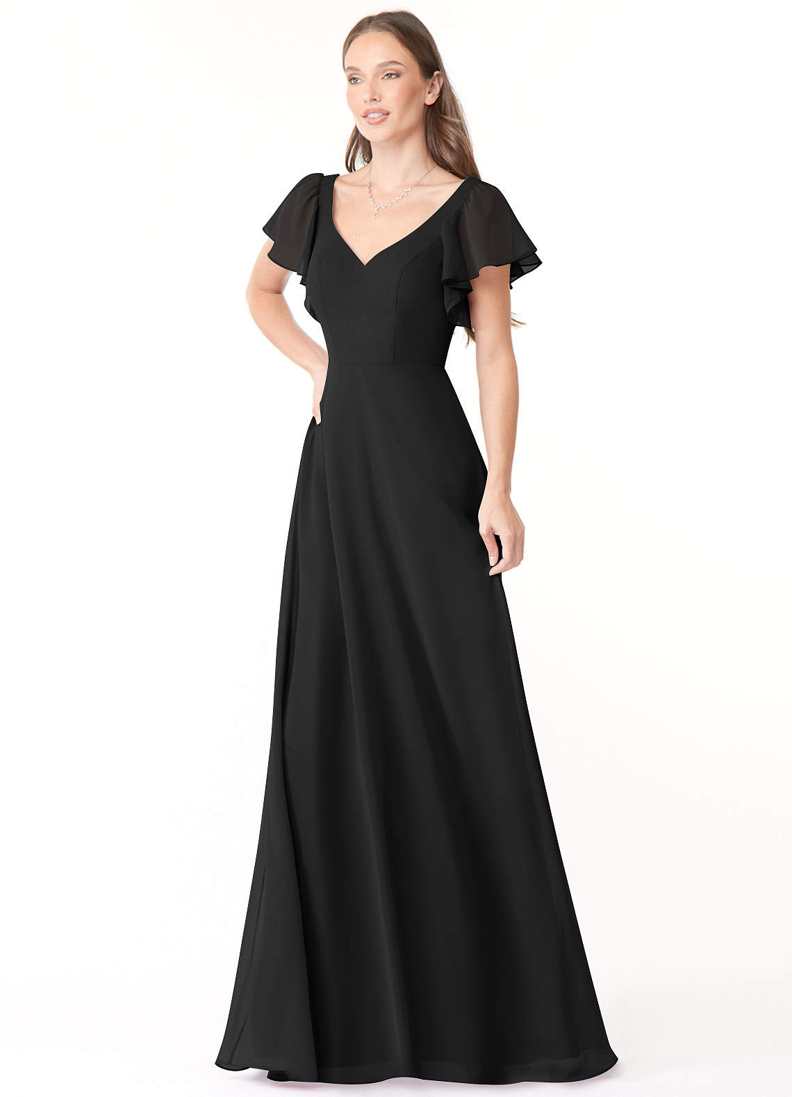 sachin and babi light blue dress ZAPAKA Women Peach Long Bridesmaid Dress with Sleeves Chiffon Square Neck  Wedding Party Dress  Zapaka CA