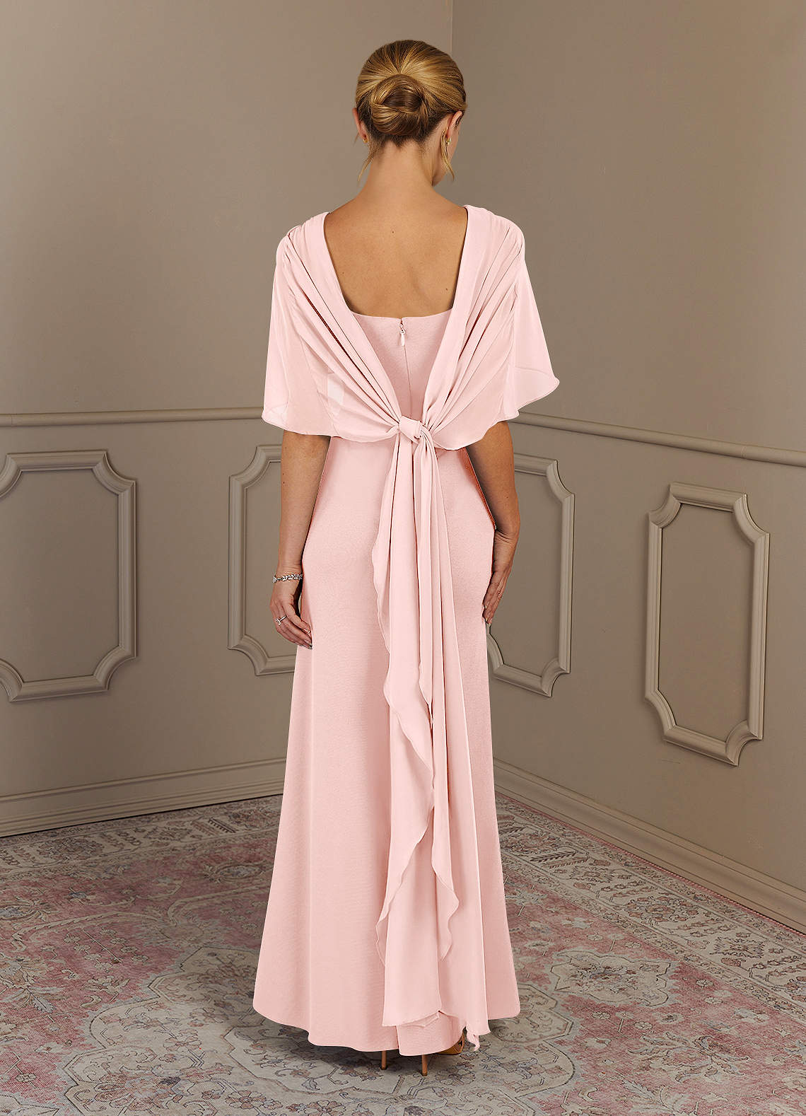 Azazie Dion Mother of the Bride Dresses Blushing Pink Sheath Scoop Stretch Crepe Dress image5