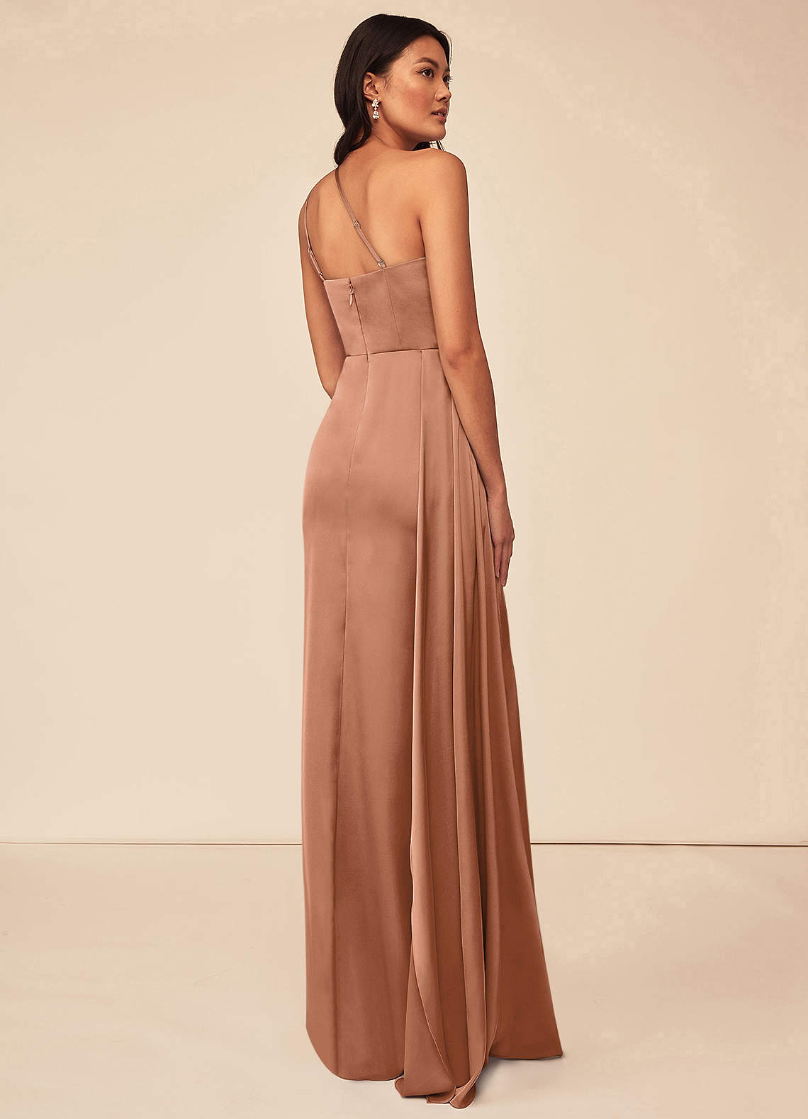 Bronzer Azazie Maron Stretch Satin Dress Bridesmaid Dresses Azazie