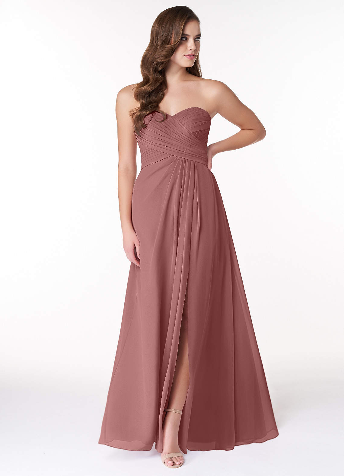 Azazie Arabella Allure Bridesmaid Dresses Desert Rose A-Line Sweetheart Neckline Chiffon Convertible Dress image1