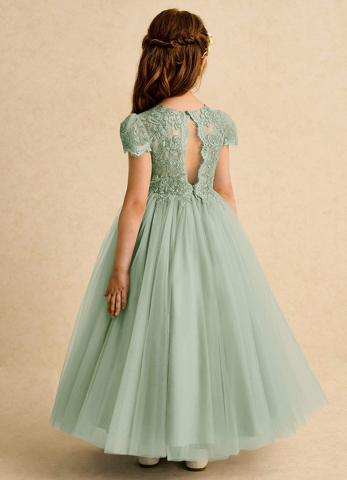 Azazie Puff Flower Girl Klänningar Klä Balklänning i Tyll Spets image6