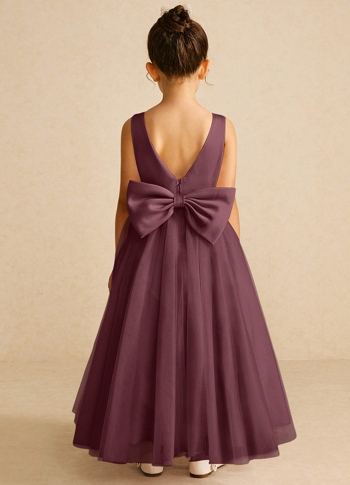 Azazie Pumpkin Flower Girl Dresses Sangria A-Line Convertible Tulle Dress image5