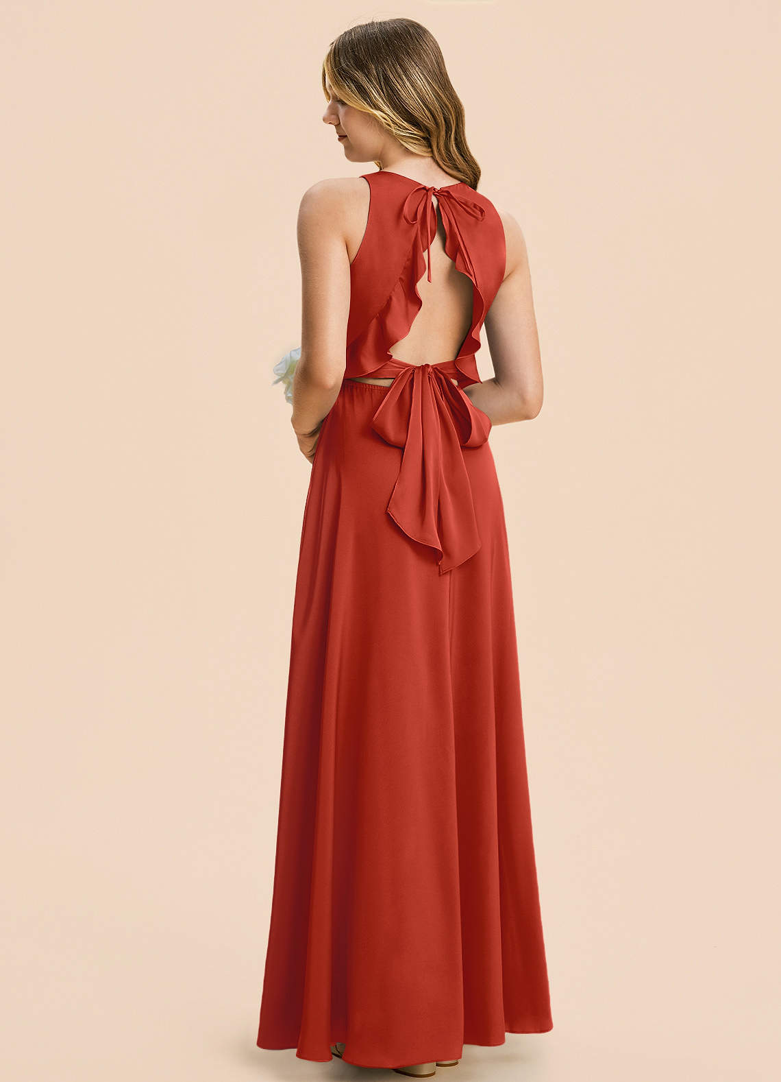 Azazie Christina Junior Bridesmaid Dress in Rust