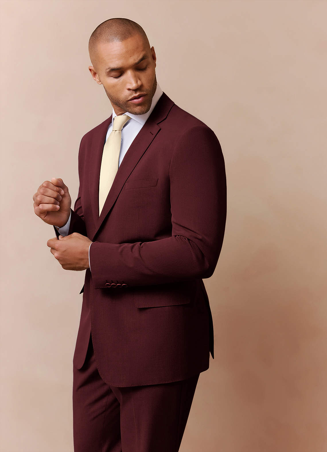 front Savile Burgundy Wool Blend Suit Jacket