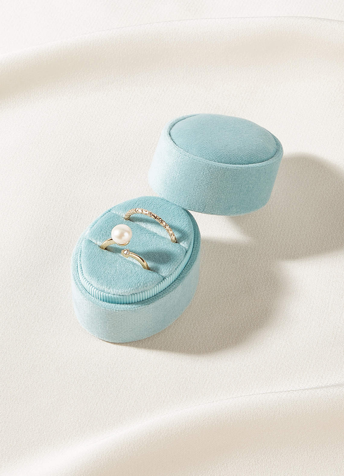 front Something Blue Oval Ring Box