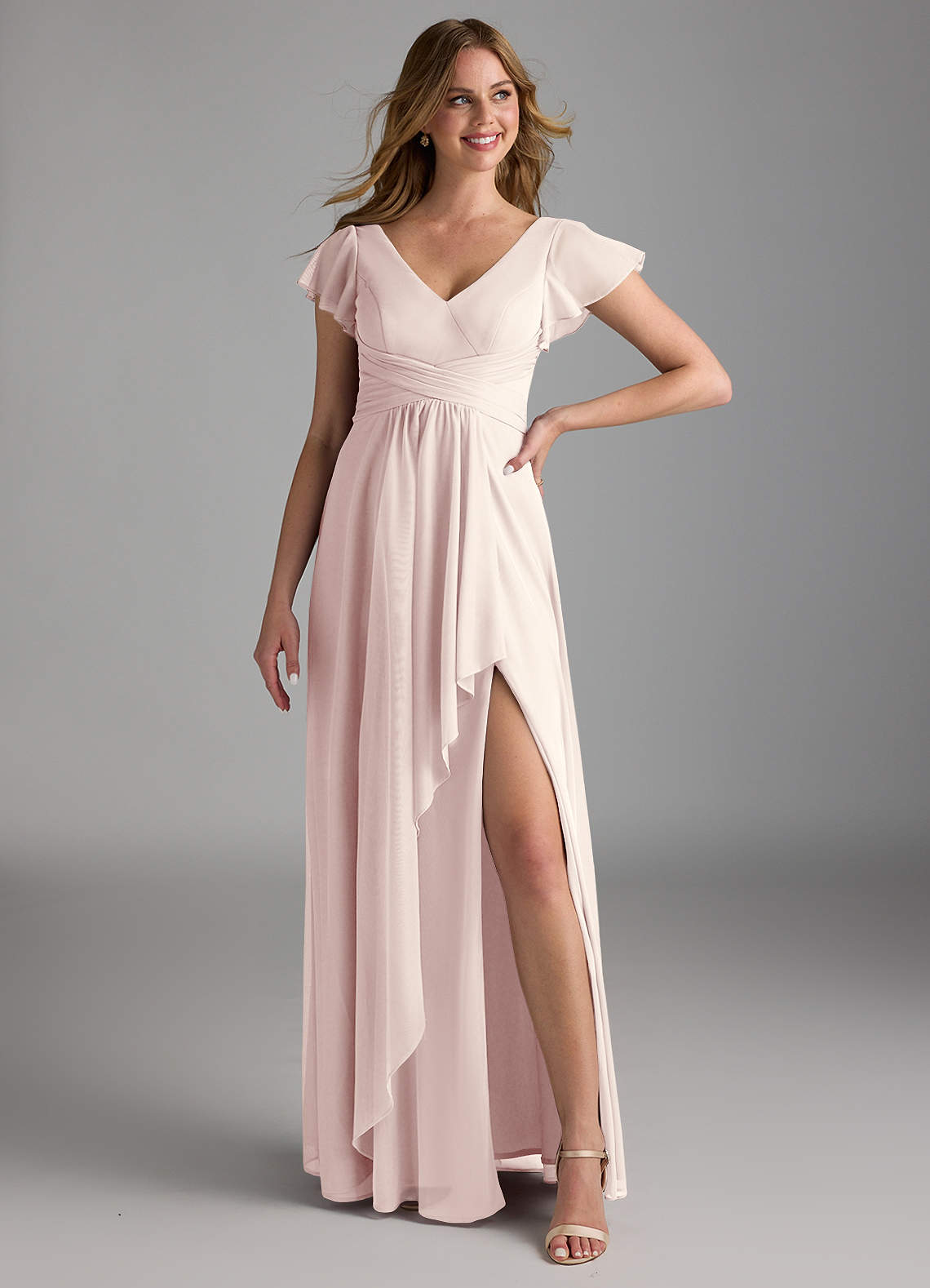 Azazie Omari Abiti da Damigella Abito A-Line in Maglia Petalo Di Rosa image1