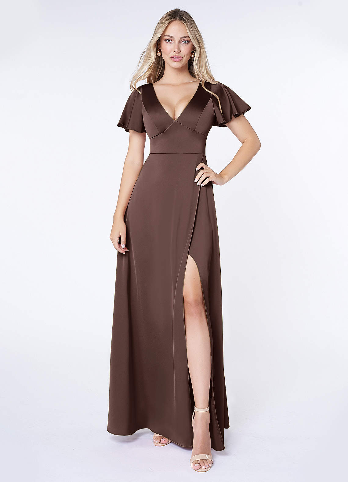 burgundy ruffle sleeve dress Tulle Maxi – Mint Velvet Color:Terracotta Rose red rose gown Jessica Angel Style 60s Style Collar 60s