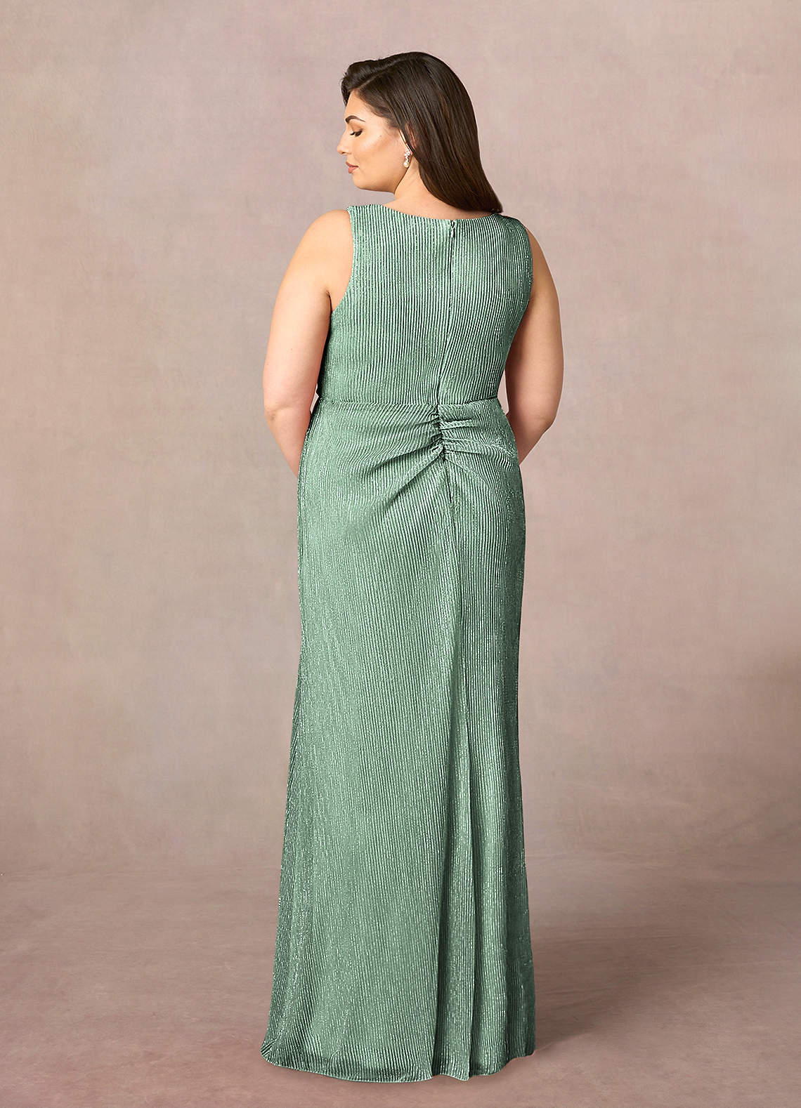 Azazie Tuscon Mother of the Bride Dresses Aquamarine A-Line Ruched Metallic Mesh Dress image2