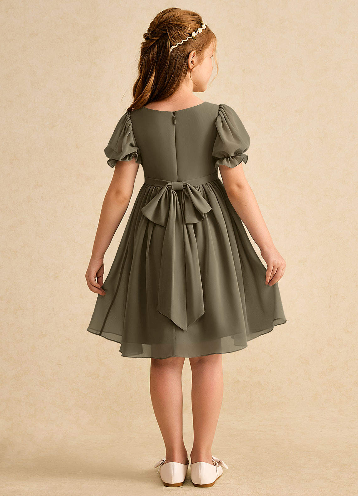green emerald velvet dress Faye | Willow Green - A Line Chiffon Off The Shoulder Pleated Long Bridesmaid Dress with Slit main image 0