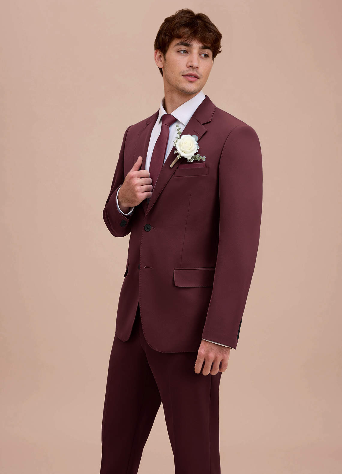 front Ethan Cabernet Refined Weave Performance Suit Jacket