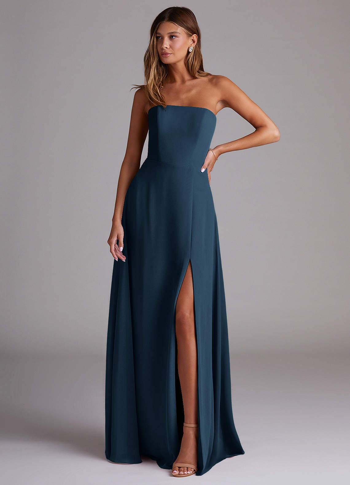 Azazie Wren Dark Navy Chiffon Bridesmaid Dresses | Azazie