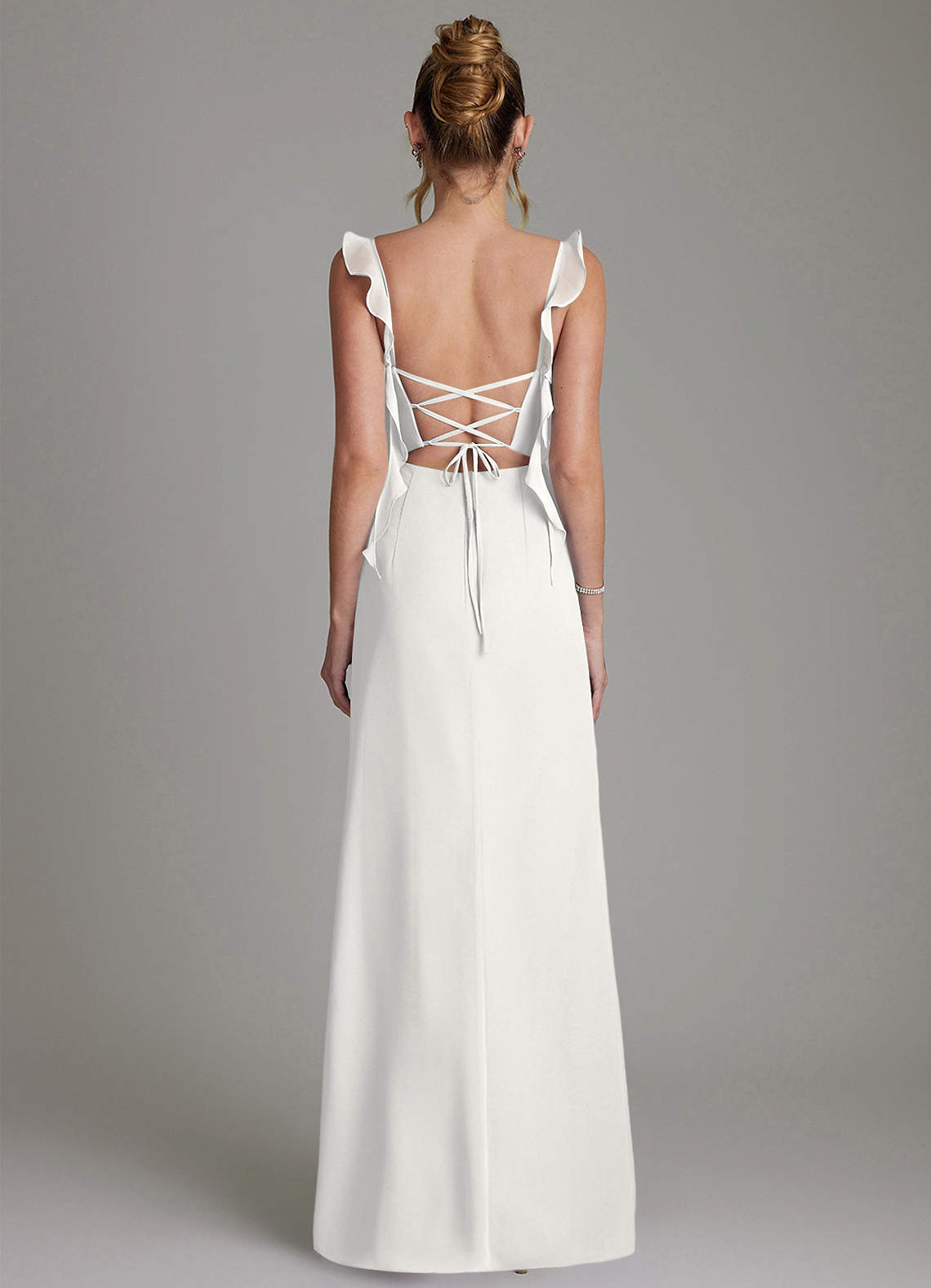 Azazie Jessamine Bridesmaid Dresses White Mermaid Corset Chiffon Dress image6