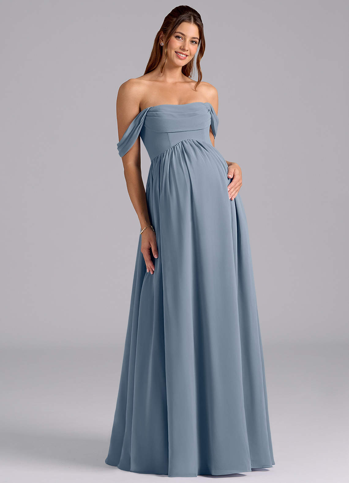 grey maternity bridesmaid dress Alfred Sung Maternity Bridesmaid Dress Style M437
