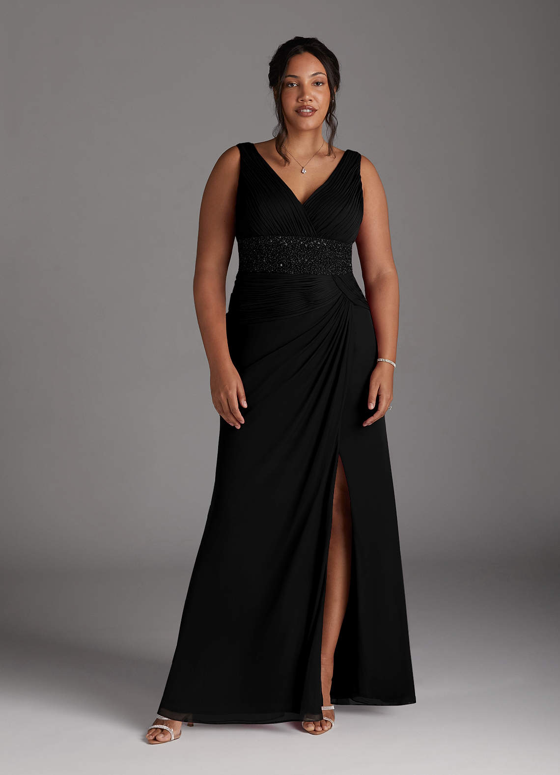 Azazie Winona Black Mermaid Sequins Mesh Dress Ready to Ship | Azazie