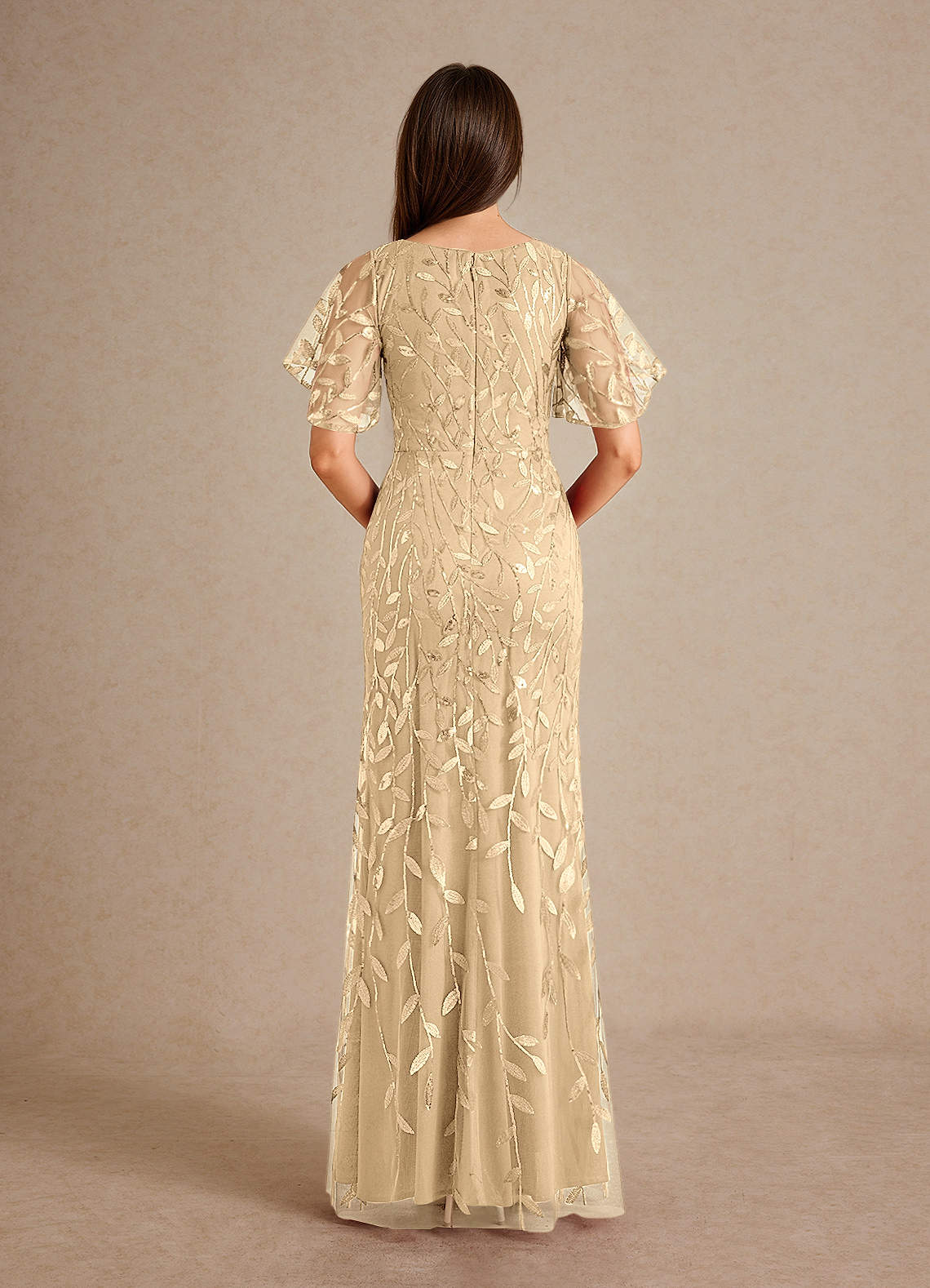 Azazie Milan Mother of the Bride Dresses Champagne Sheath Sequins Dress image2