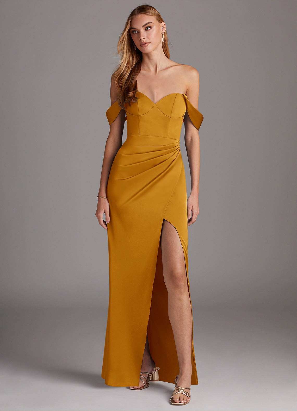 mila bridesmaid dress Mila V-Neck Ruched Short Sleeves Floor Length Bridesmaid Dresses main image 1