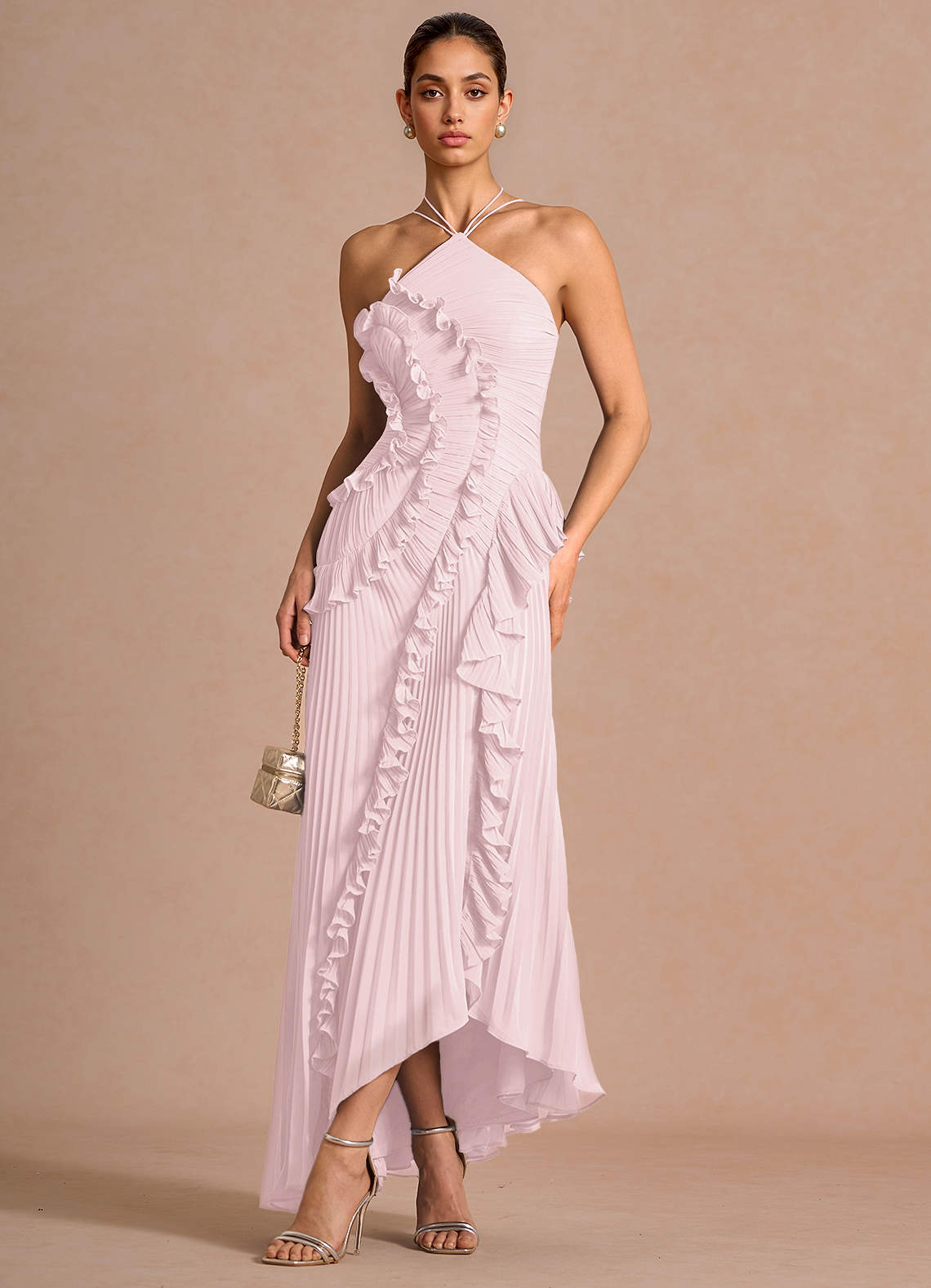 knee length dresses for ladies Simone Cut Out One Shoulder Pink Maxi Dress