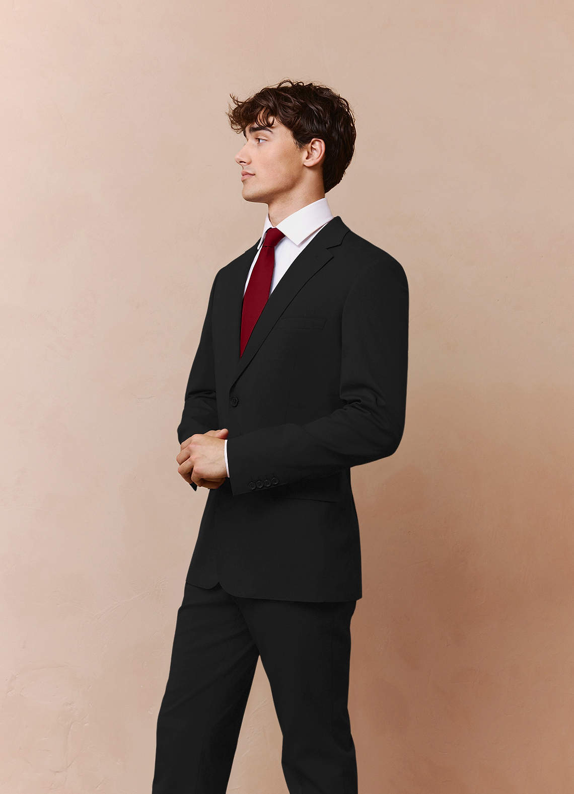 front Savile Black Wool Blend Suit