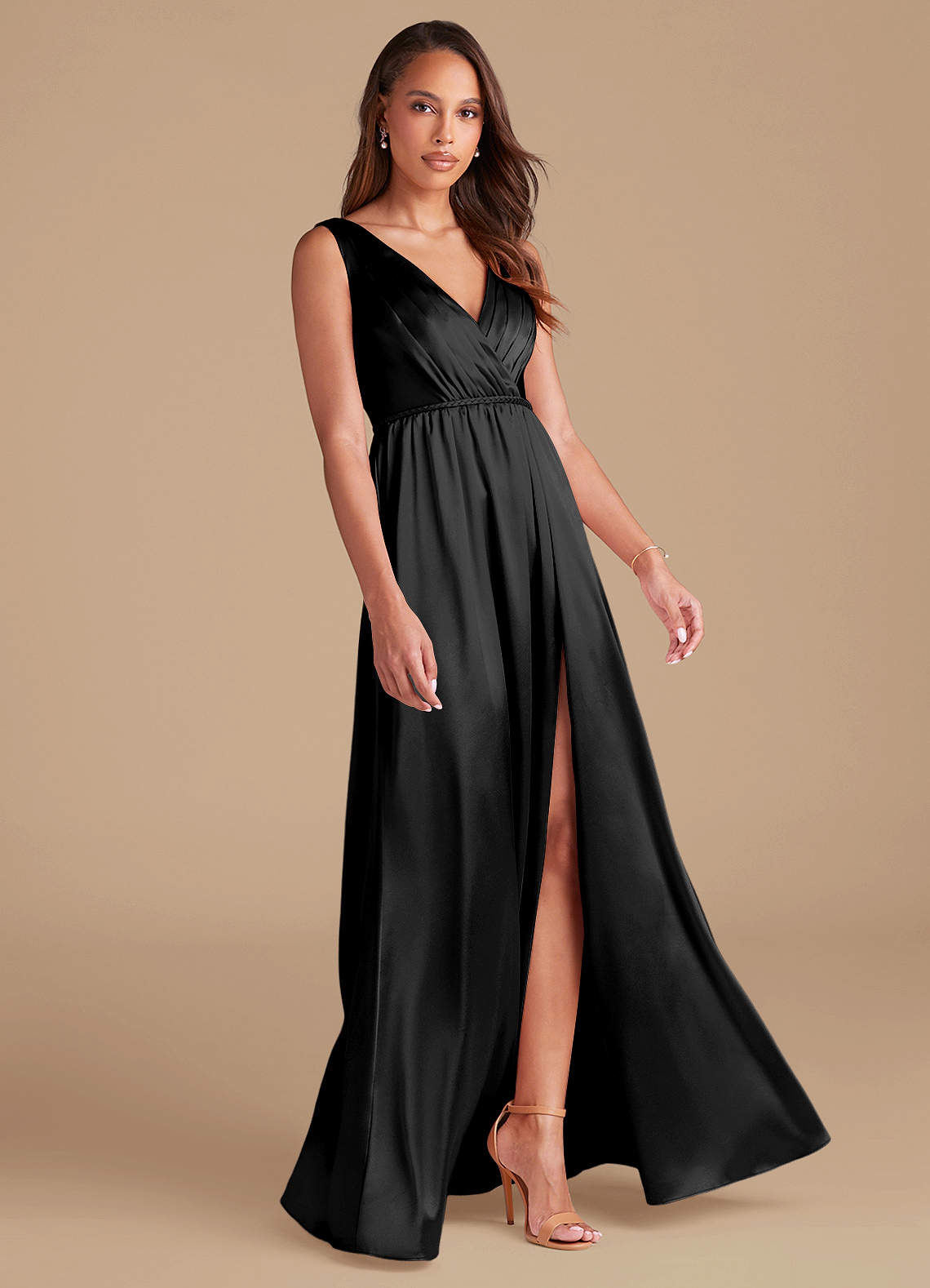 green emerald velvet dress Black Metallic Celestina Draped Maxi Dress main image 0
