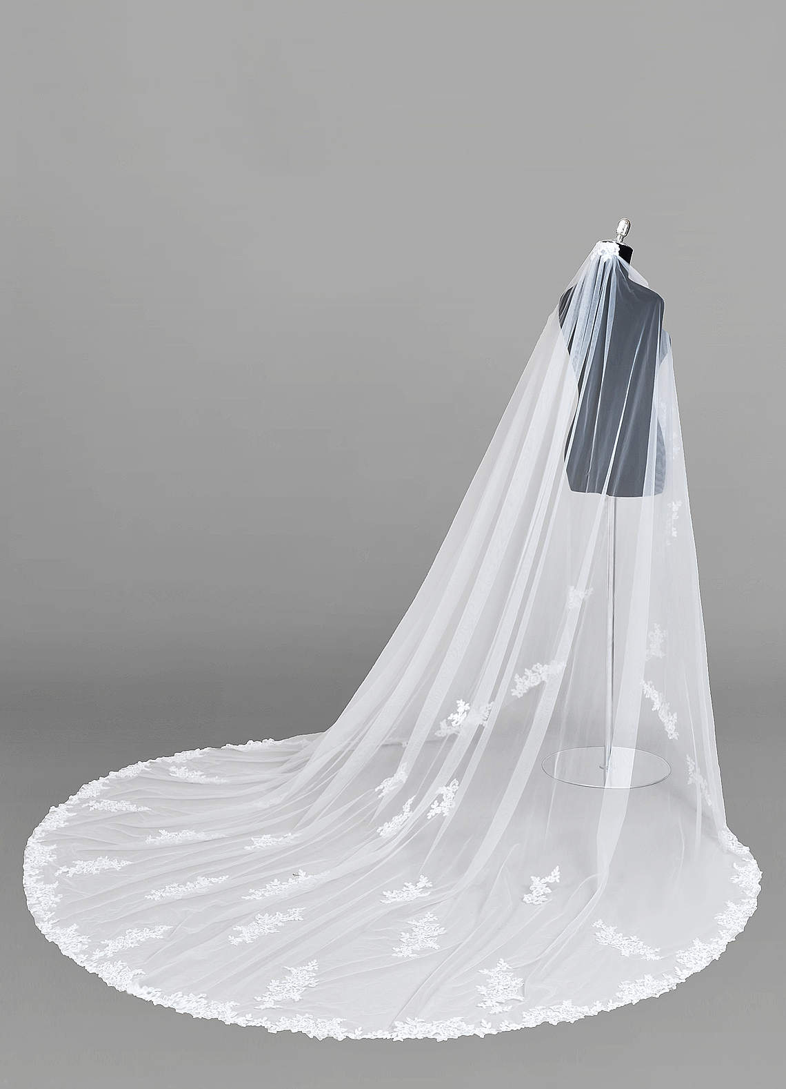 front Diamond And Lace Cathedral Veil