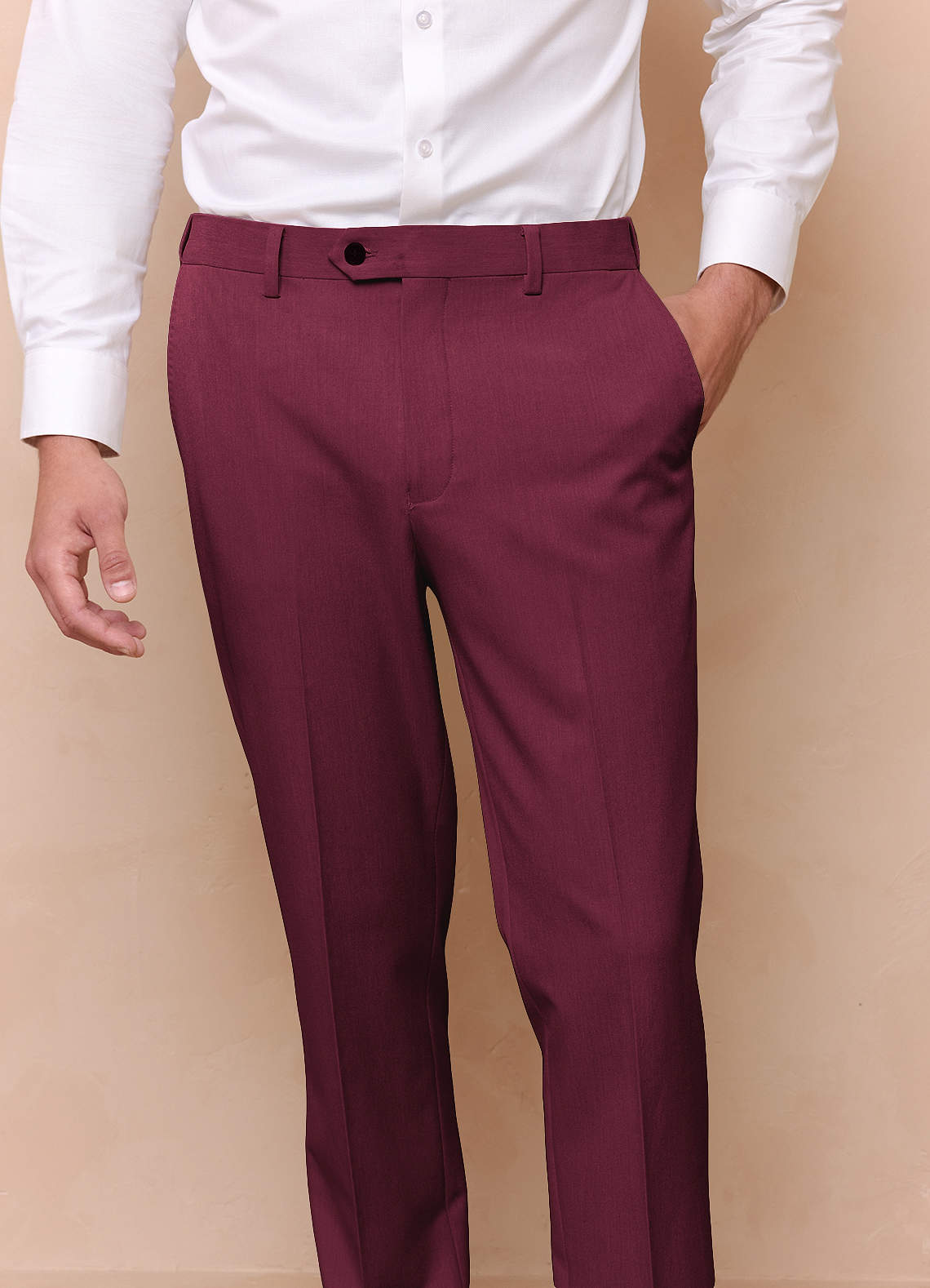 front James Burgundy Structured Stretch Dress Pants
