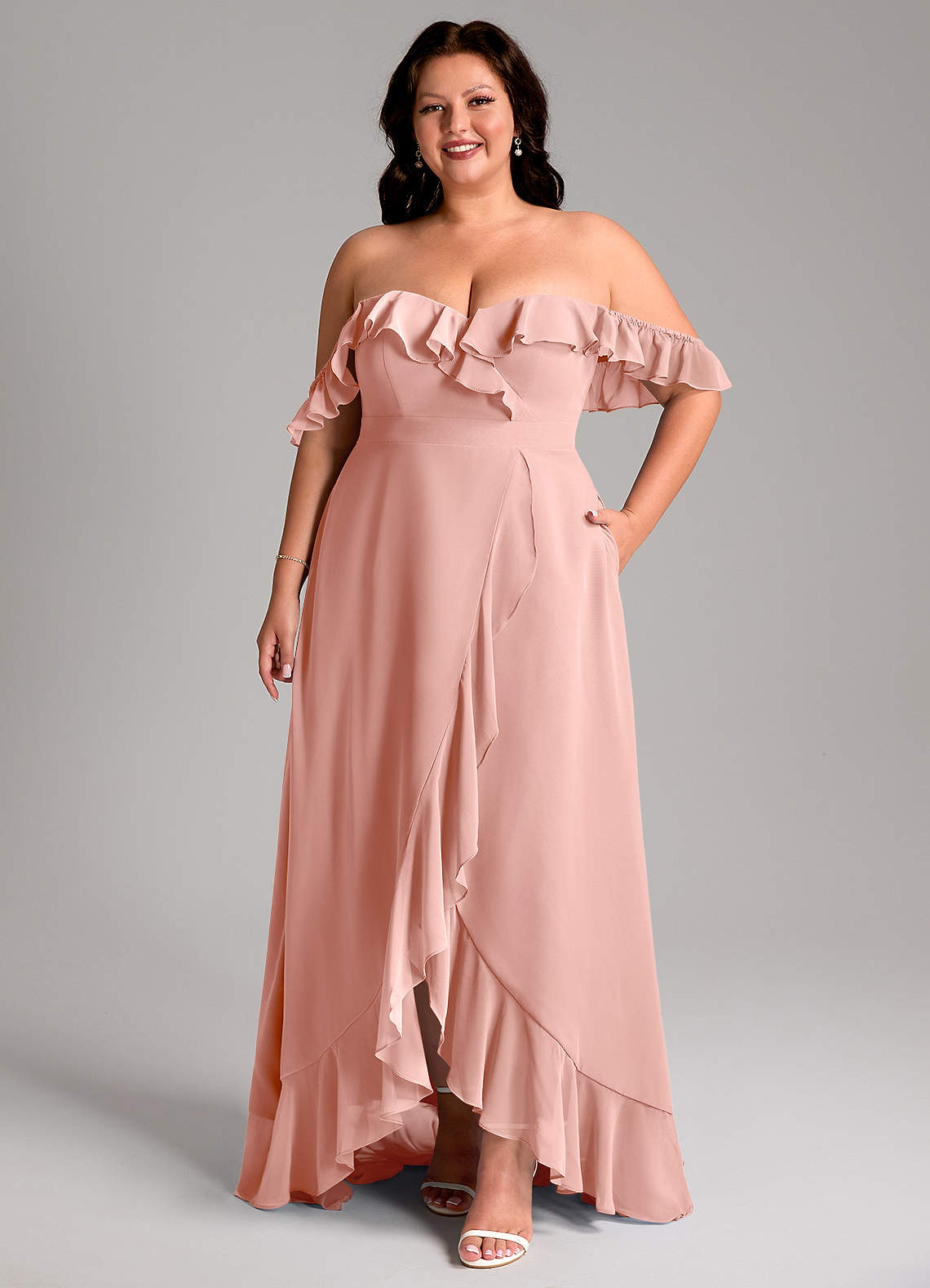 Azazie Lyra Bridesmaid Dresses Rosette A-Line Chiffon Convertible Dress image1