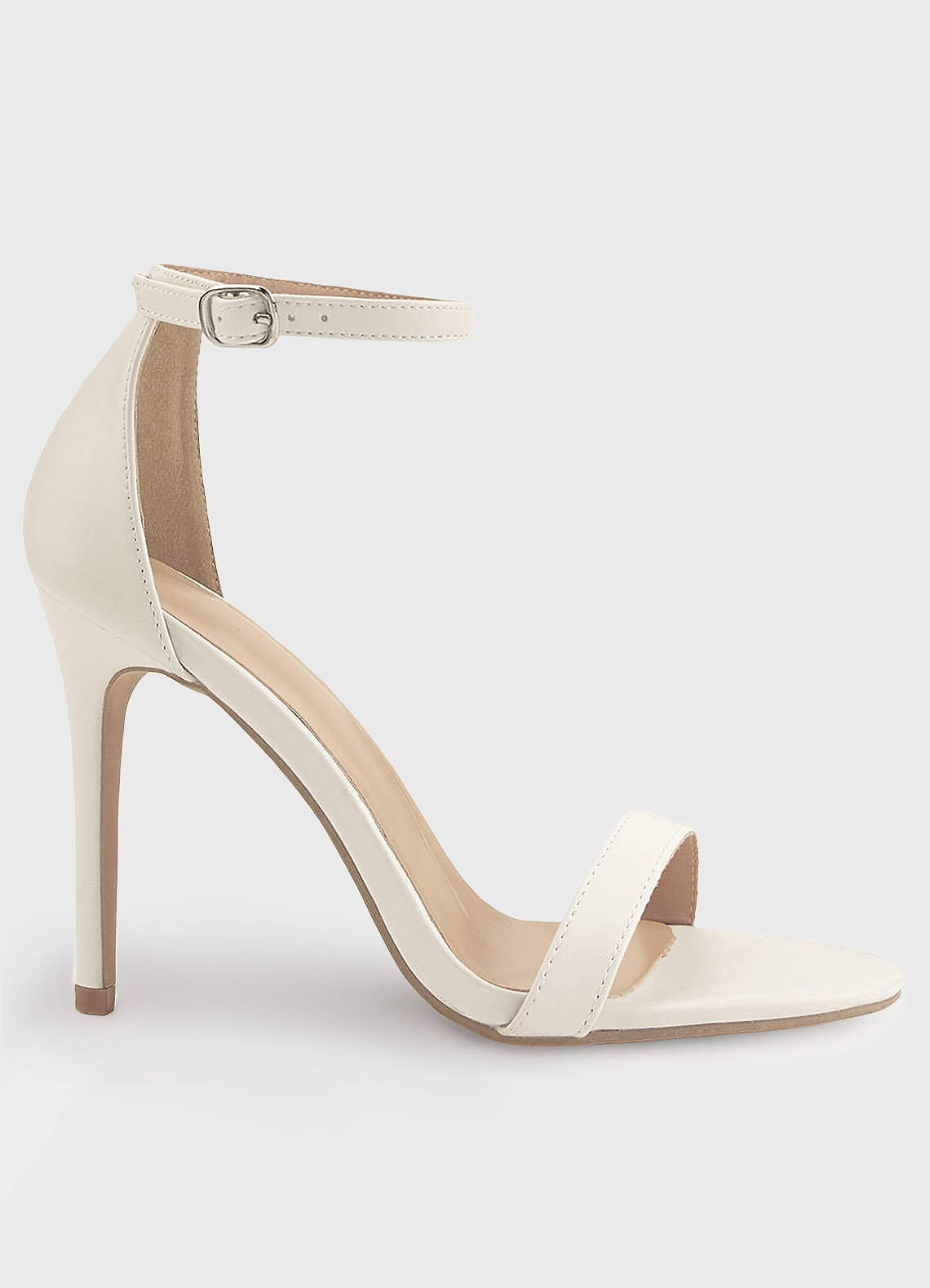 Blanco Tacones de aguja con una sola correa de piel sintética