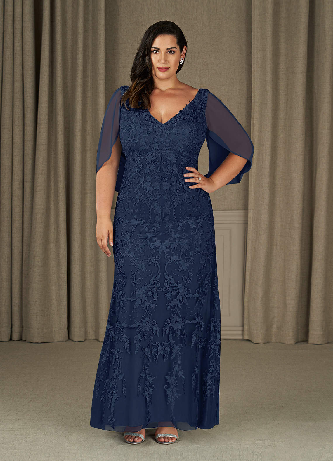 Navy blue plus size mother of the groom dress best sale