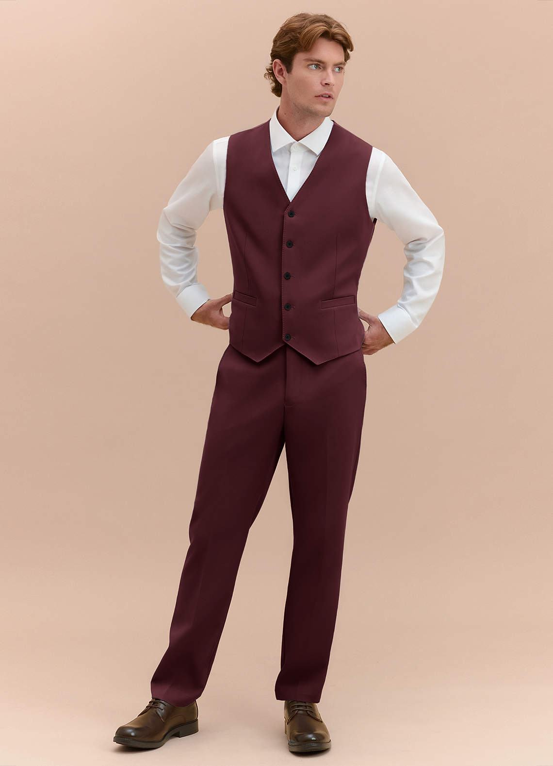 front James Cabernet Structured Stretch Suit Vest