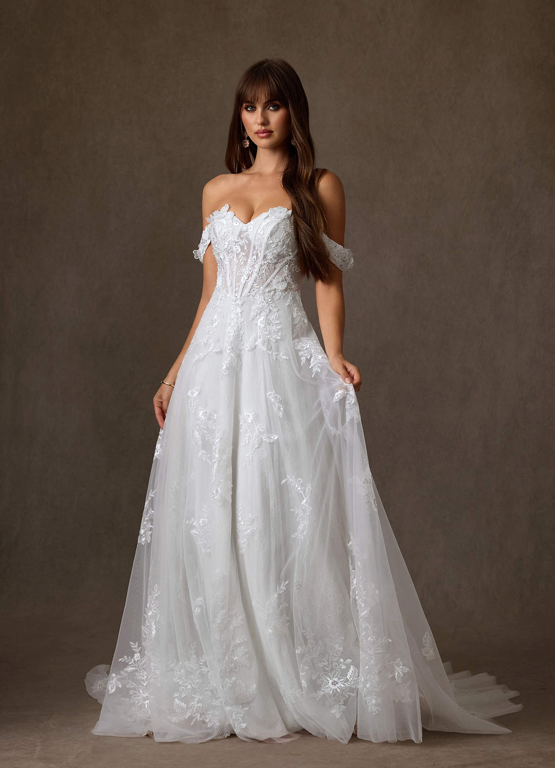 Azazie Florentina Hochzeitskleider A-Linie Herzchen Pailletten Tüll Kleid Diamantweiß image3
