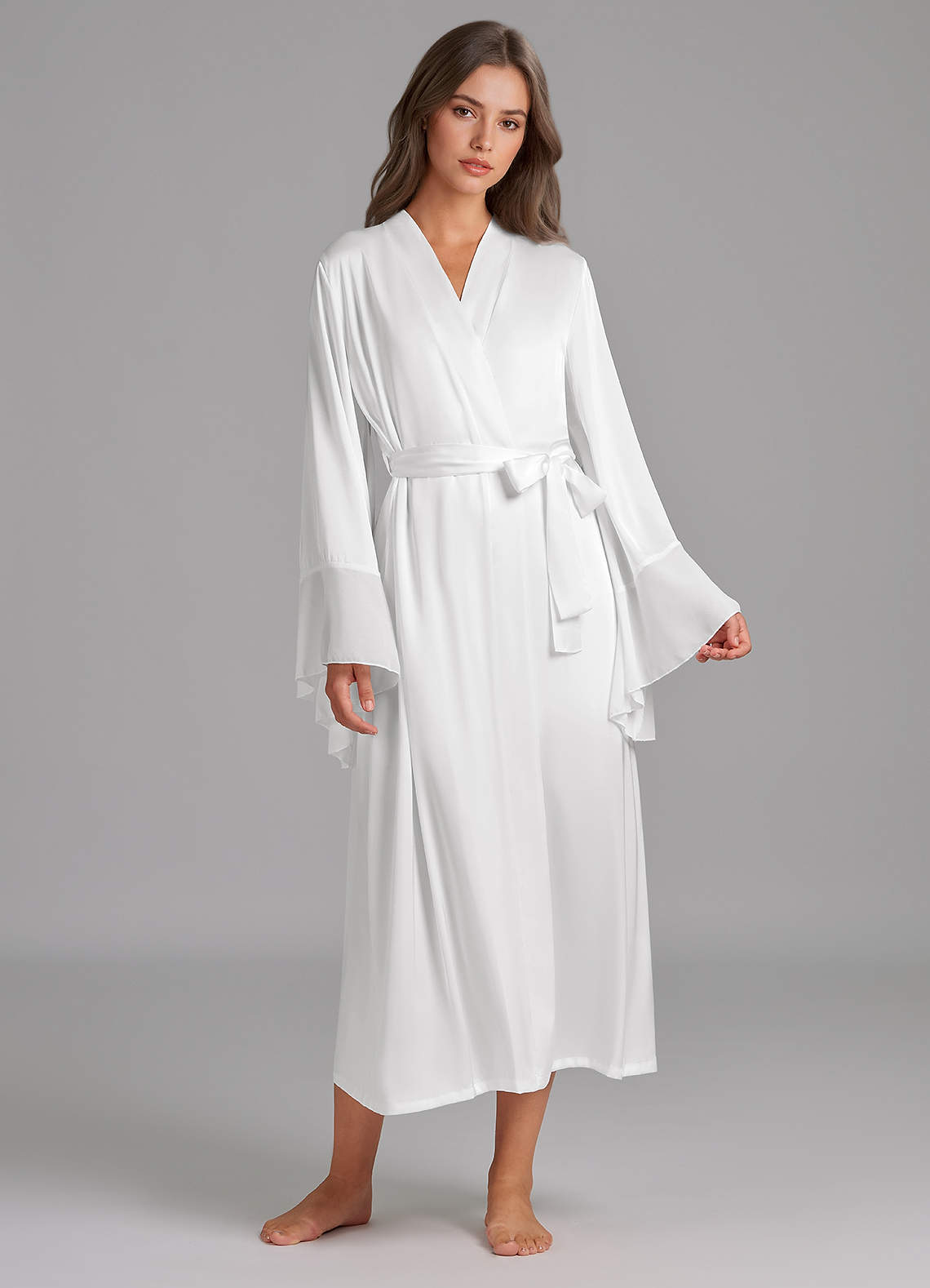 front Elegant White Satin Robe