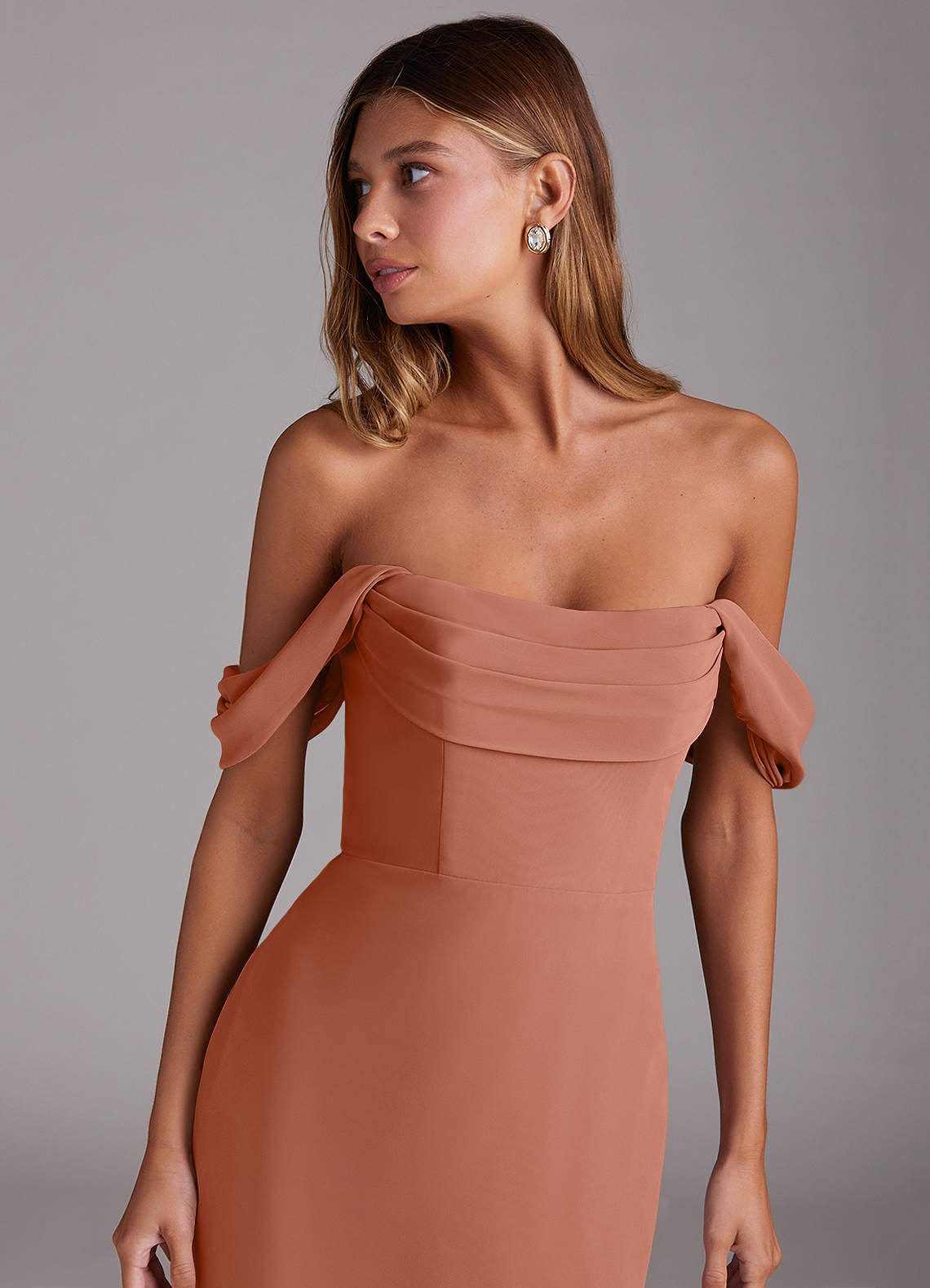 Azazie Saige Bridesmaid Dresses MAI TAI A-Line Off the Shoulder Chiffon Convertible Dress image4