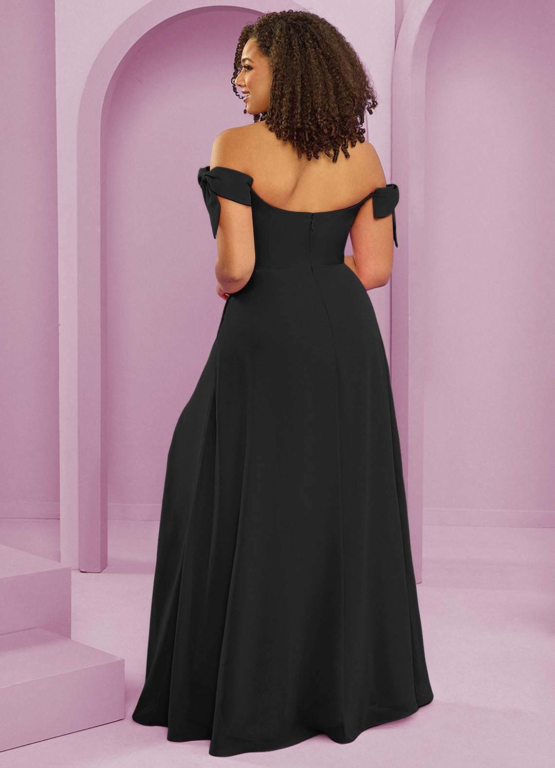 Barbie ♥ Azazie Bridesmaid Dresses Black A-Line Off the Shoulder Chiffon Convertible Dress image7