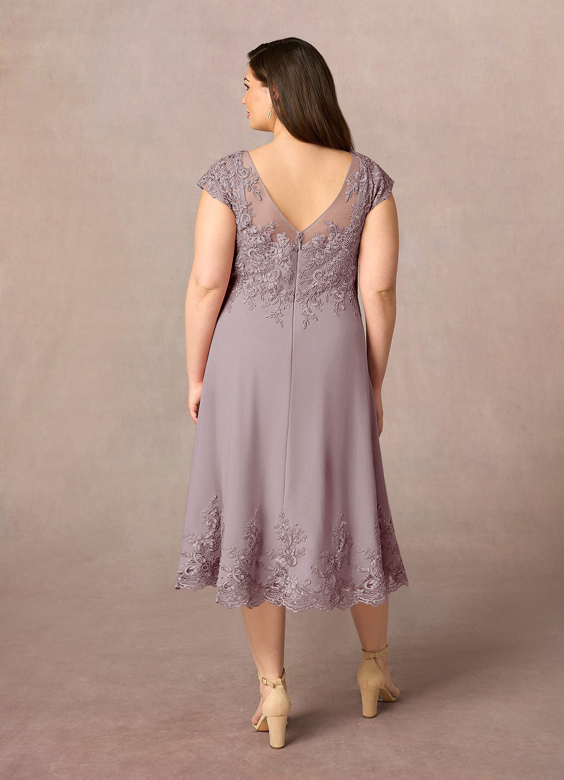 Azazie Terrano Mother of the Bride Dresses Vintage Mauve A-Line Scoop Lace Dress image7