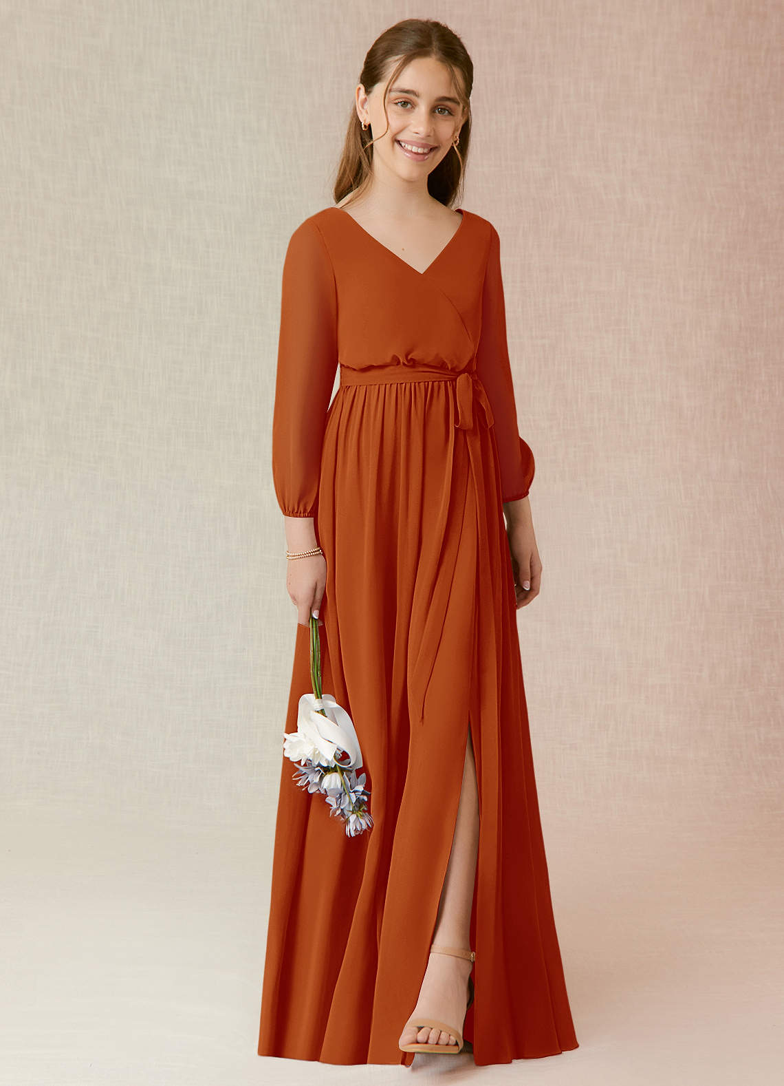 Azazie Angelica Junior Bridesmaid Dress in Paprika | Azazie