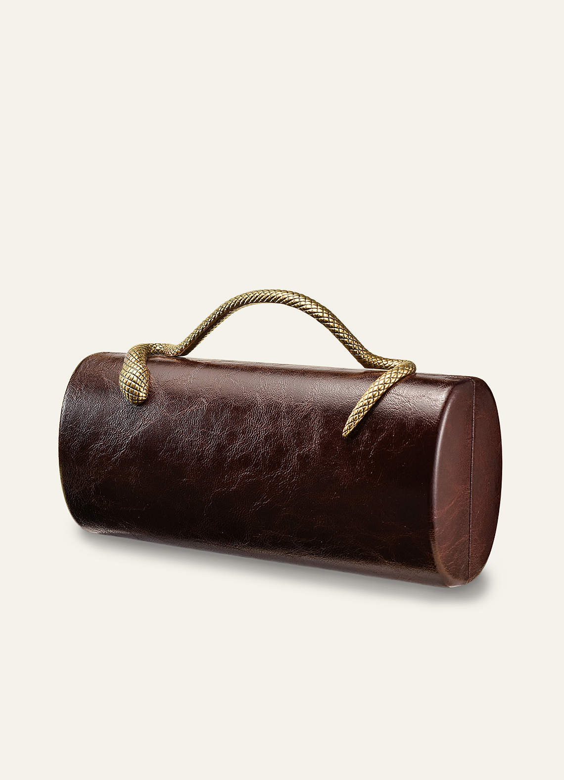 front Gold Snake Handle PU Leather Evening Handbag