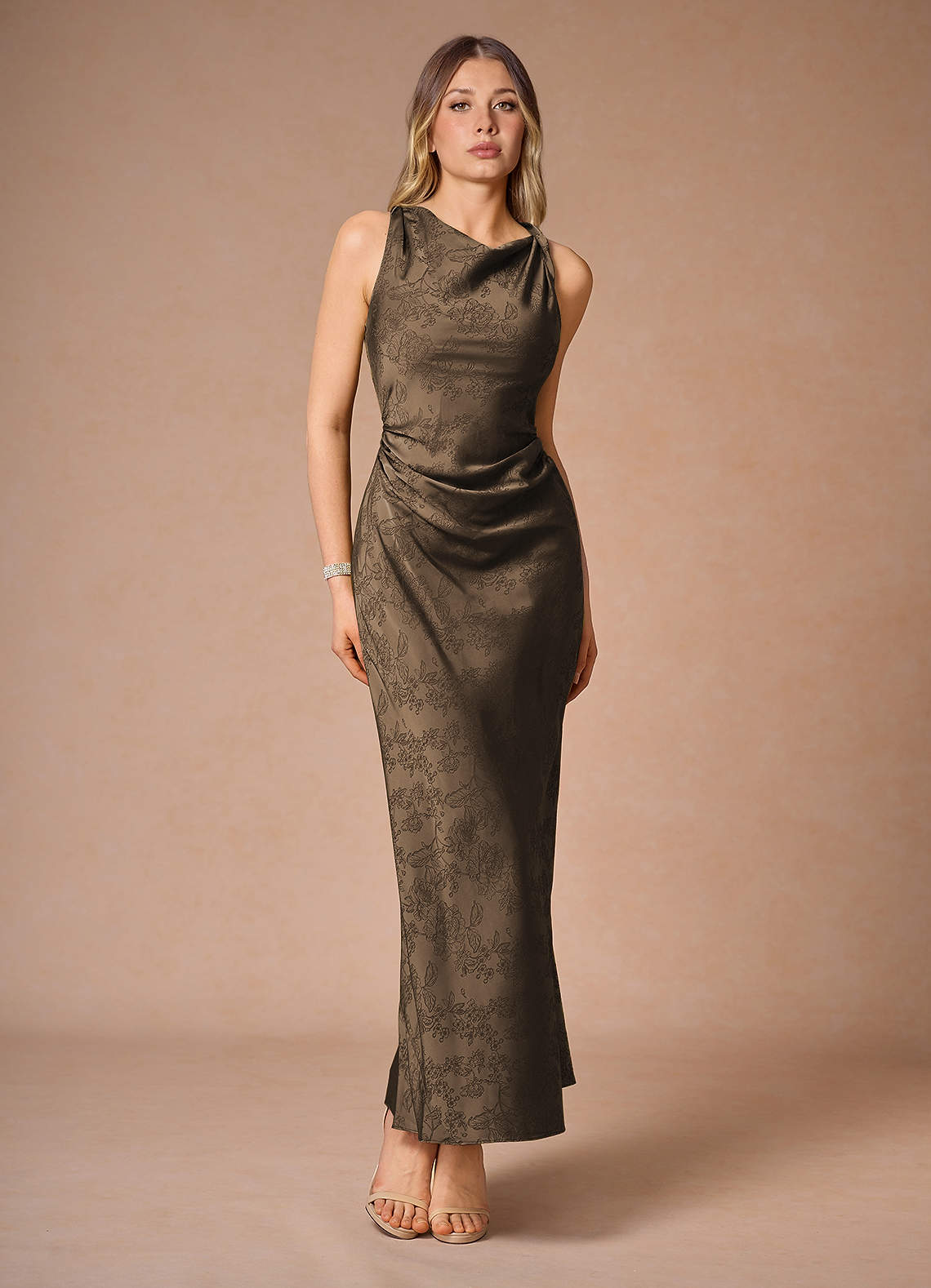 Elena Coffee Brown Maxi Dress image1