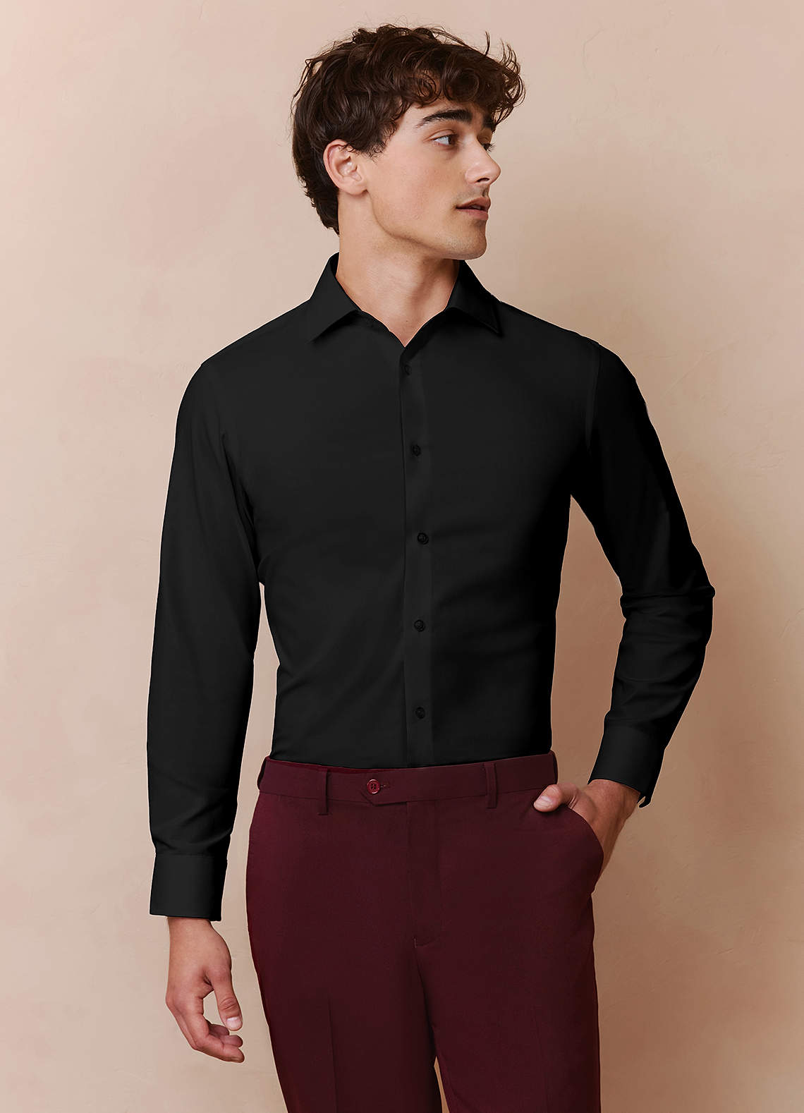 Jermyn Black 100% Cotton Non-Iron Dress Shirt | Sleeve 34/35 Slim Dress Shirts | Azazie Jermyn Black 100% Cotton Non-Iron Dress Shirt | Sleeve 34/35 Slim Dress Shirts | Azazie